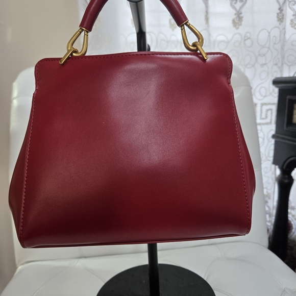 JW PEI Burgundy Satchel with Gold Accents - Picture 2 of 3